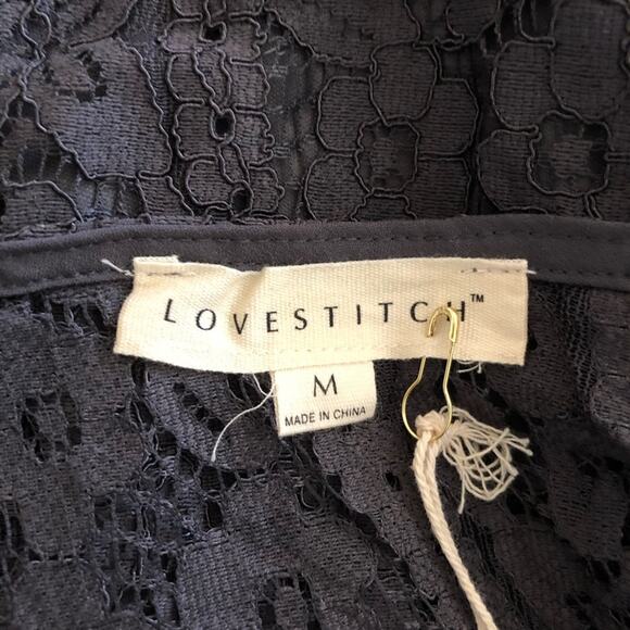 LoveStitch NWT Romantic Love Letter Dark Gray Feminine Lace Mini Dress Medium - Picture 10 of 16